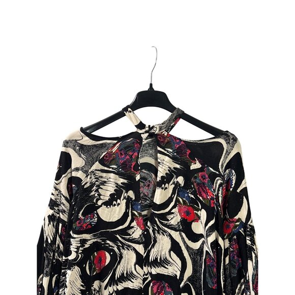 Free People Drift Away Tunic Top Mini Dress Cold Shoulder Boho Abstract Size S - Picture 5 of 8